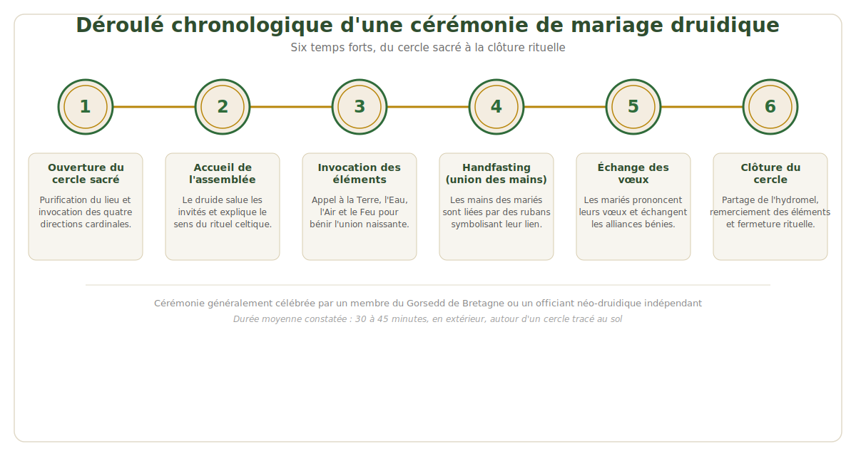 déroulé chronologique d'une cérémonie de mariage druidique en six étapes